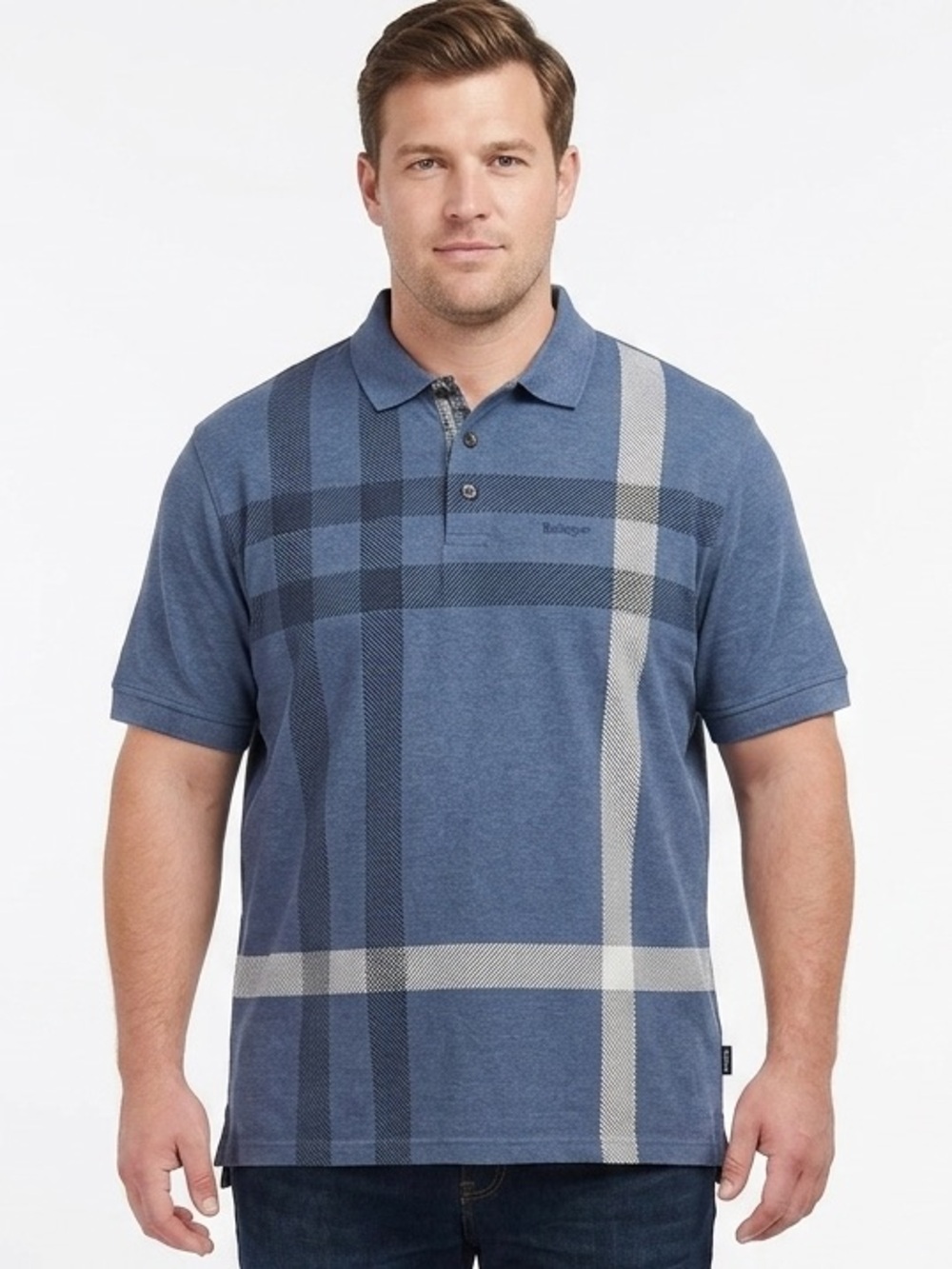 Barbour Blaine Blue Cotton Tartan Plaid Polo Shirt Size 3XL